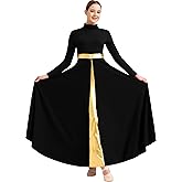 Sanmsoner Women Praise Dance Dress High Neck Long Sleeve Dancewear Worship Liturgical Dress