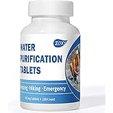 Water Tablets Purification for Drinking (100 Count) - Water Filtration System Survival for Camping, Boating, Hiking, Backpacking, Emergencies - Portable Water Treatment for Safe Drinking Anywhere
