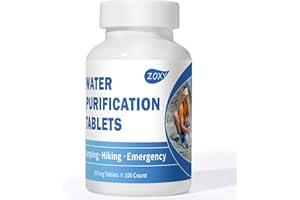 ZOXY Water Tablets Purification for Drinking (100 Count) - Water Filtration System Survival for Camping, Boating, Hiking, Backpacking, Emergencies - Portable Water Treatment for Safe Drinking Anywhere