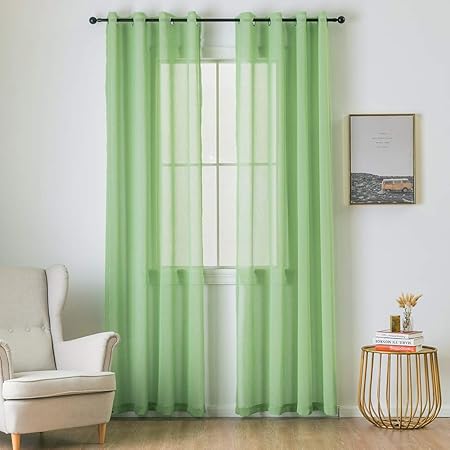 MIULEE 2er Set Sheer Voile Vorhang mit Ösen Transparente Gardine aus Voile Polyester Ösenschal Transparent Wohnzimmer Luftig 