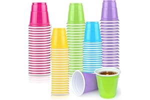 100 PCS 2 Oz Plastic Shot Glasses, Colorful Disposable Shot Cups, Mini Plastic Cups for Parties, Suitable for Whiskey, Vodka,