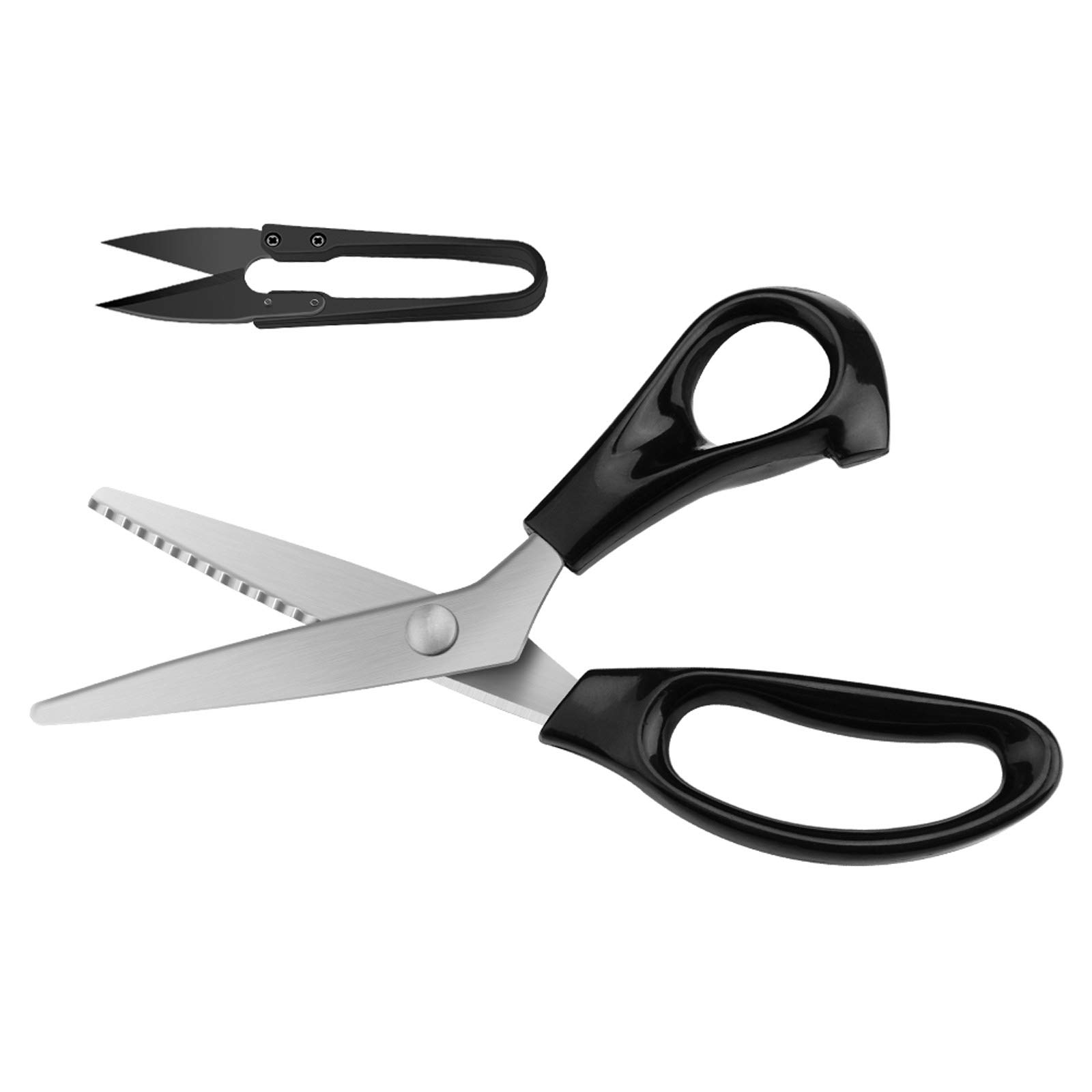 Pinking Shears, Serrated, Crimping Scissors with Comfort Grips Handle, Professional Dressmaking Sewing Craft Zig Zag Scissors, 9 Inch, Black