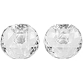 Kitcom Crystal Taper Candle Holders Multiple Faceted Designed Hand Cut Crystal Holders Wedding Banquet Decorations for Home W2.4xH1.8Inches Pack of 2, Comes with Gift Box