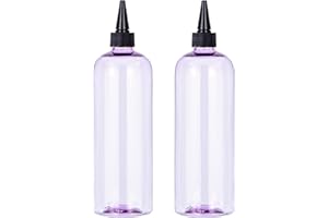 Yebeauty Hair Color Bottle, 2 Pack 500ml/ 16.9 Ounce Hair Color Applicator Bottle for Hair Clear Purple Hair Dye Bottle Applicator with Twist-On Top Tip Cap