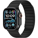Tasikar Magnetic Bands Compatible with Apple Watch 49mm 46mm 45mm 44mm 42mm Soft Silicone Replacement Loop Wristband for iWatch Ultra 3 2 1 SE Series 11 10 9 8 7 6 5 4 3, Black