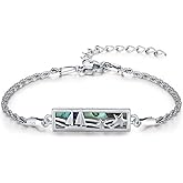 CUOKA MIRACLE Abalone Shell Bracelet for Women 925 Sterling Silver Sailboat Bar Bracelet for Women Sailboat Jewelry Gifts on Birthday Mother's Day