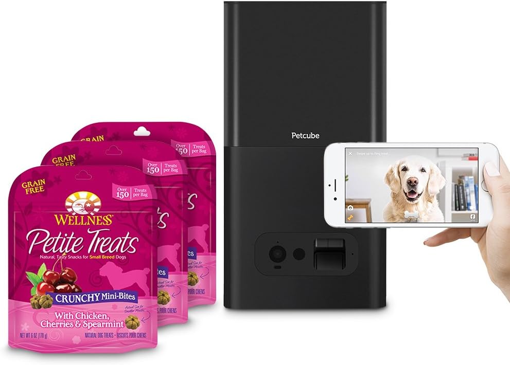 Petcube Bites Pet Camera With Compatible Wellness Treats, Variety Bundle