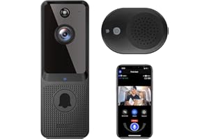 Guggre Video Doorbell Camera Wireless, AI Human Detection, 2-Way Audio with Chime, Encrypted Cloud Storage, Instant Alerts, Live View, Night Vision, 2.4Ghz WiFi, Indoor/Outdoor Surveillance