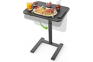 SAIJI Sturdy TV Tray Table with Wheels, Heavy Duty Metal TV Trays for Eating on Couch, Height & Angle Adjustable Desk for Bed, Sofa, Recliner, Portable Small Foldable Tables