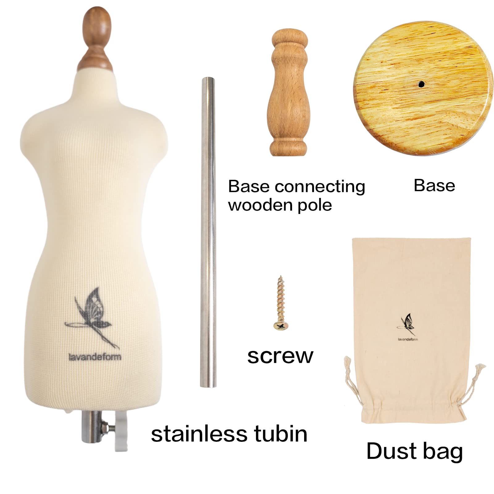 Female Dress Form Mannequin(Not Full Size Body Height 12.8 inch for Sewing, 1/3 Size Female Tailor Dressmaker Dummy for Pattern Making Fully Pinnable Mannequin with Wooden Stand (1/3)