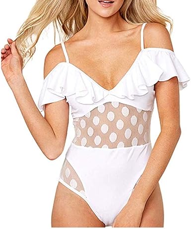 polka dot mesh swimsuit
