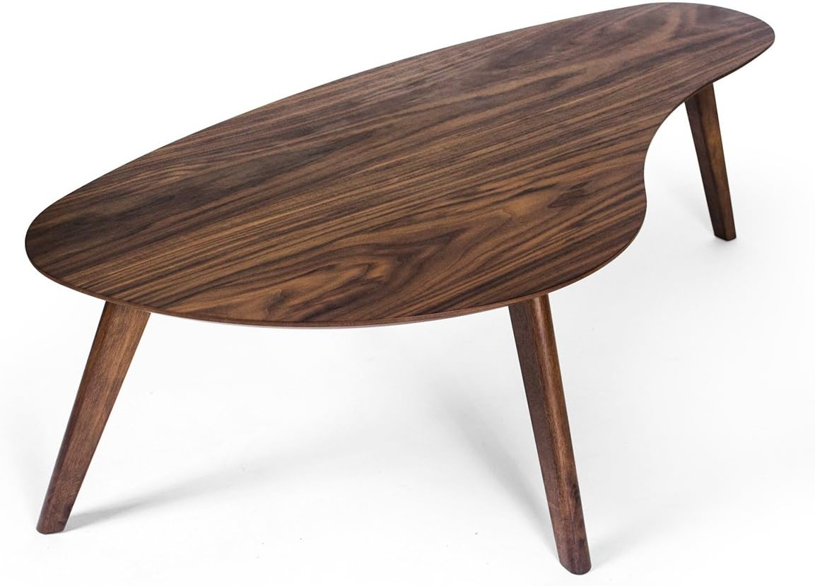 Kidney Shaped Coffee Table, Walnut 