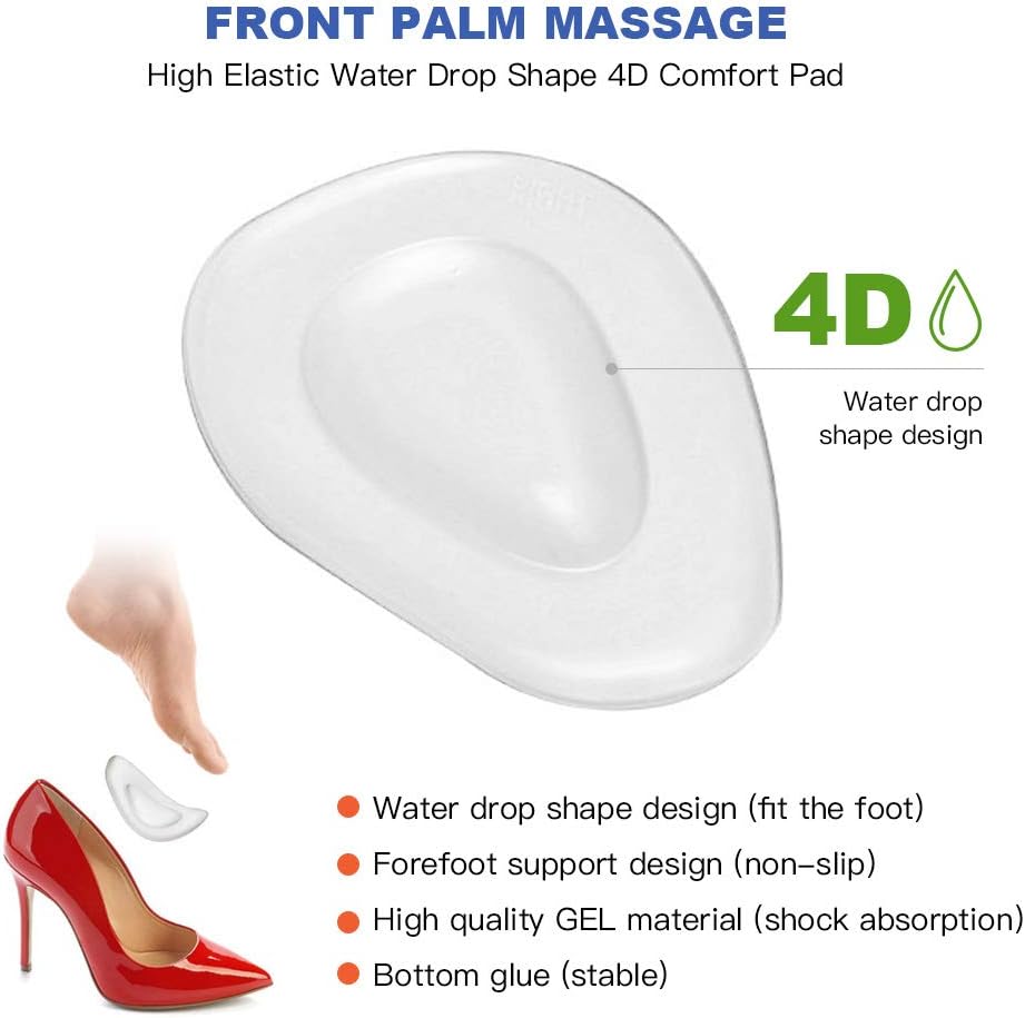 3 Pairs Ball of Foot Cushions Adhere to Shoes, Metatarsal Pads with Water Drop Shape 4D Design, Professional Reusable Soft Insole, One Size Fits Shoe Inserts, by Mildsun: Health & Personal Care
