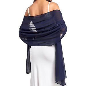 Neptuiby Chiffon Scarf, Breathable Shawl Wraps For Women - Sheer Scarf For Evening Dresses & Weddings, Black.