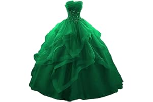 Fair Lady Prom Dress Long Ruffles Ball Gown Quinceanera Dresses Strapless Lace Tulle Beaded Princess Evening Dress