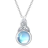 CUOKA MIRACLE Moonstone Necklace for Women 925 Sterling Silver Minimalist Pendant Necklace Jewelry Gifts for Mom Birthday Mother's Day Anniversary Christmas