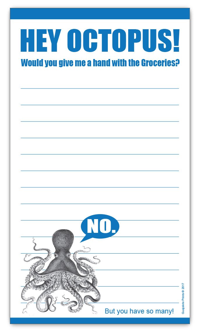 Grocery List Magnet - Pad Funny Octopus Shopping List Magnetic Pad - To Do Meal Planner