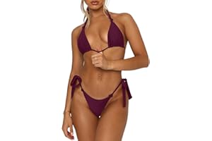 OWICA Women's Bikini Sets Bathing Suits Two Piece Swimsuits Sexy Triangle Halter Bikinis Top