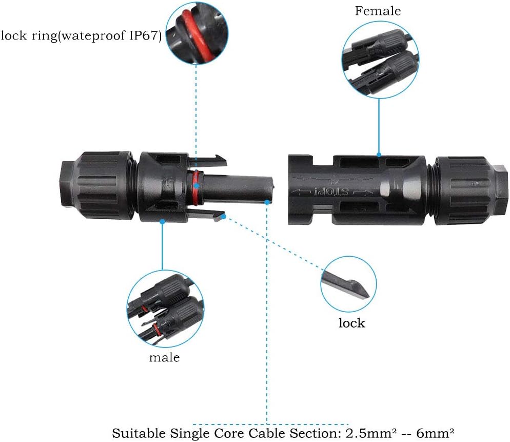PowMr 100PCS Solar connectors - M-C-4 Male/Female IP67 Solar Connectors(50 Pairs Solar connectors): Garden & Outdoor