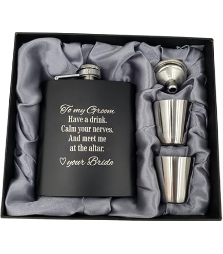 Wedding Officiant Gift Set - Engraved Flask With Shot Glasses, Thank You For Making Our Love Story Official, Minister Gift