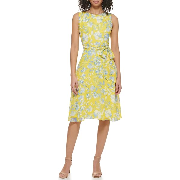 TAHARI ASL Printed Fit & Flare Dress (Blue, 8) at Amazon Women's Clothing  store