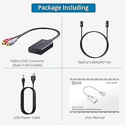 AUTOUTLET 192kHz Optical to RCA Converter DAC