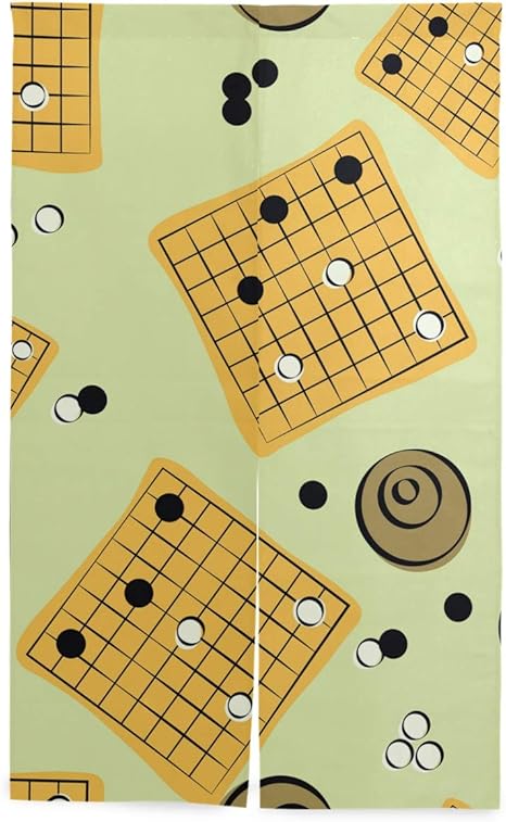 Amazon Chovy のれん 間仕切り おしゃれ 目隠し 遮光 暖簾 ロング 囲碁 グリーン 緑 かわいい ゲーム 可愛い 断熱 玄関 キッチン リビング カーテン 部屋 北欧 和風 突っ張り棒付き のれん オンライン通販