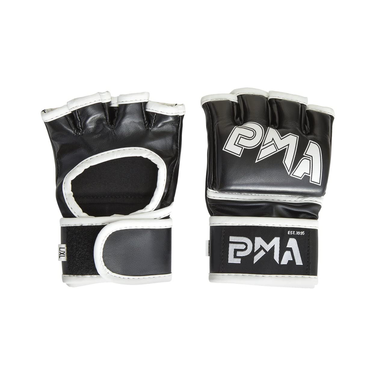 Playwell Elite Range : Childrens Kids MMA 4oz sparring Fight Gloves - Black/White (L/XL)