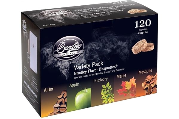 Bradley Smoker Bisquettes For Grilling and BBQ, 5 Flavour Variety, 120 Pack