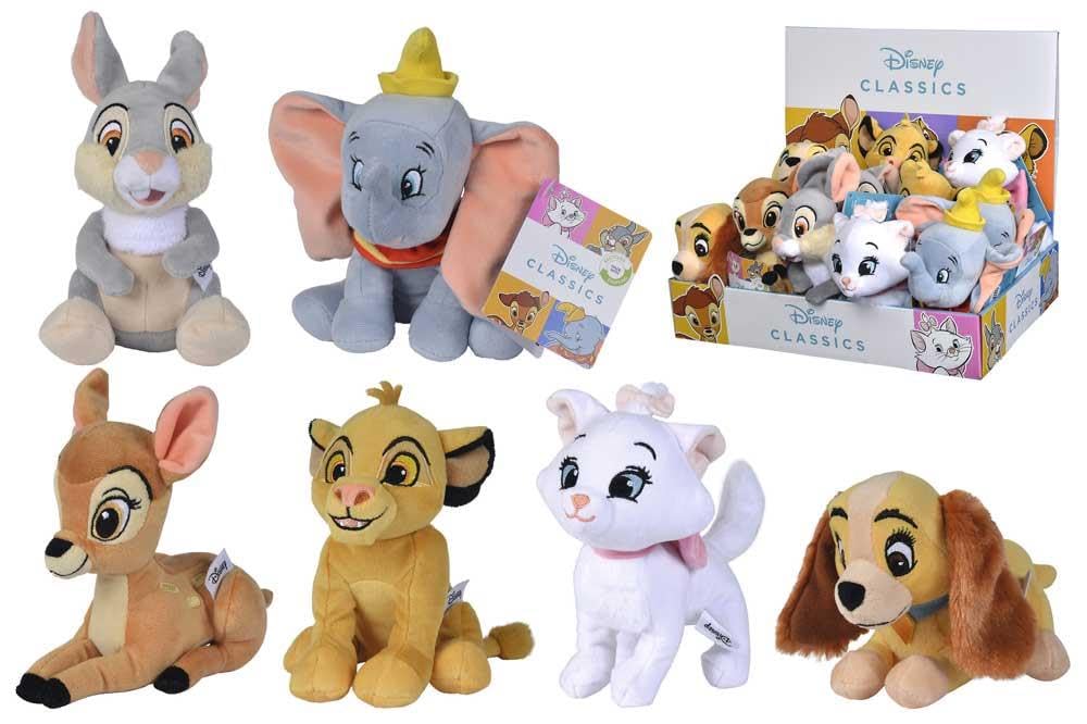 Simba - Disney Animal Friends Plush Toys 17 cm, 6 Models Available, Dumbo, Bambi, Marie, Drum, Lady, Supplied Random Unit, Suitable for All Ages (6315876253)