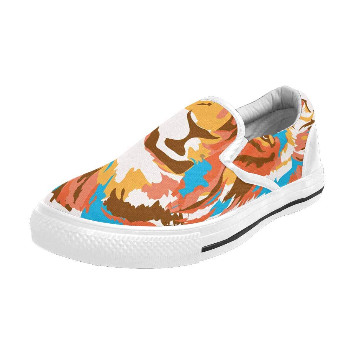 INTERESTPRINT Lion Head Women's Slip On Loafers Casual Walking Flat Shoes Travel Canvas Sneakers