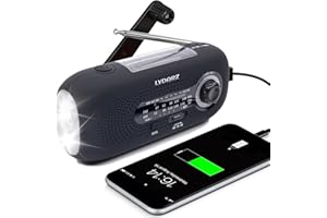 LYDARZ Emergency Crank Weather Radio, Solar Hand Crank Portable AM/FM/NOAA, 3 Mode Flashlight, SOS for Home and Outdoor (Black)