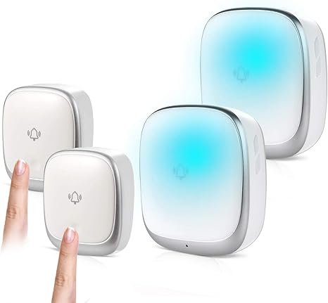 Amazon ワイヤレスチャイム 自動発電 玄関ドアベル 電池不要 音と光で呼び出し 7色提示led 防水防塵 4段階音量調節 介護 飲食店 玄関 浴室などに適用 最大0m無線範囲 送信機2 受信機2 Diy 工具 ガーデン