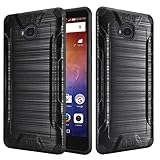 Huawei Ascend XT [AT&T GoPhone H1611] Case Slim Armor Heavy Duty Brushed Metal Metallic Finish TPU Shock Impact Dual Layer Protection (Black)