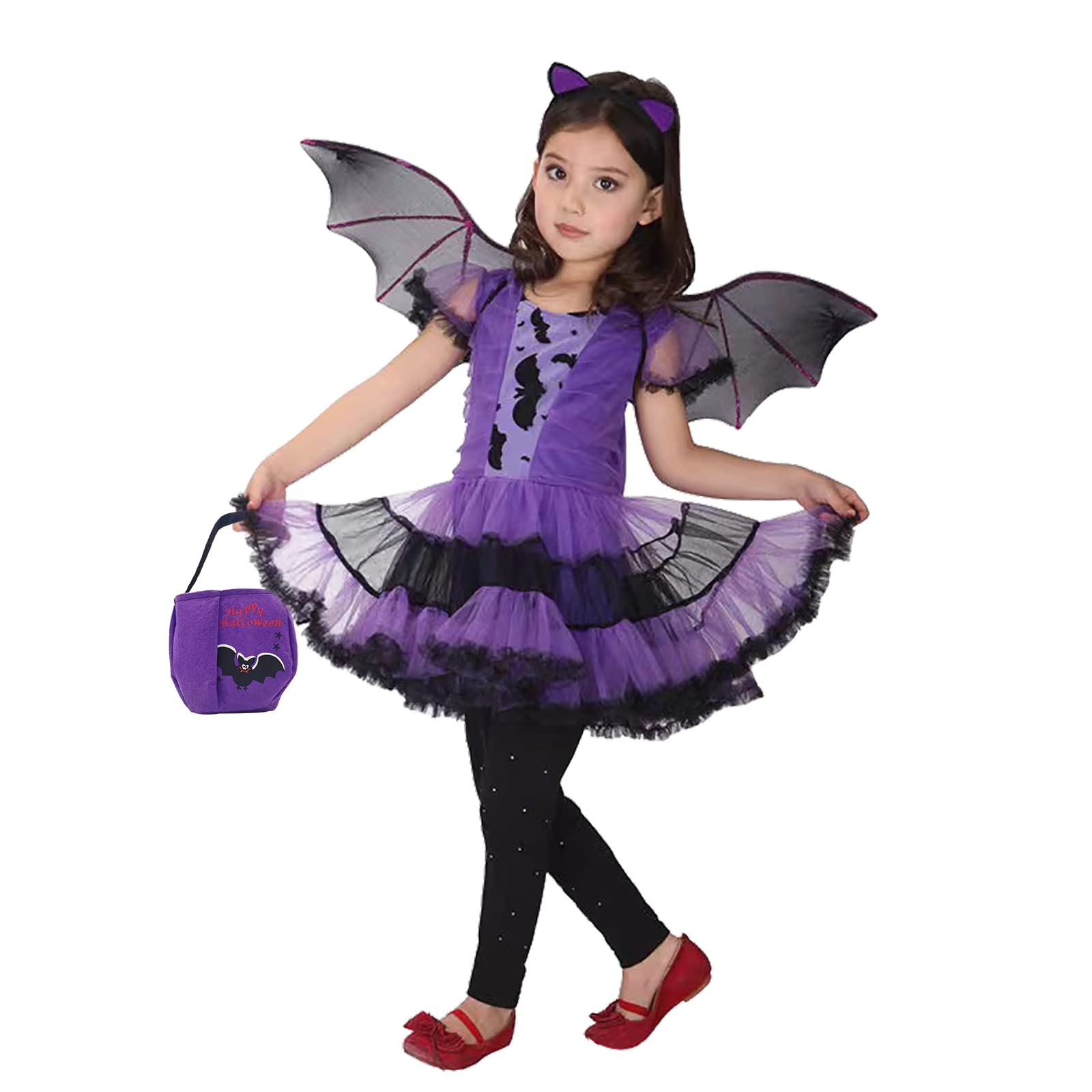 Bat Costume Kids Black Purple