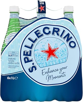 S.Pellegrino - Agua mineral natural con gas, 6 botellas, 1L