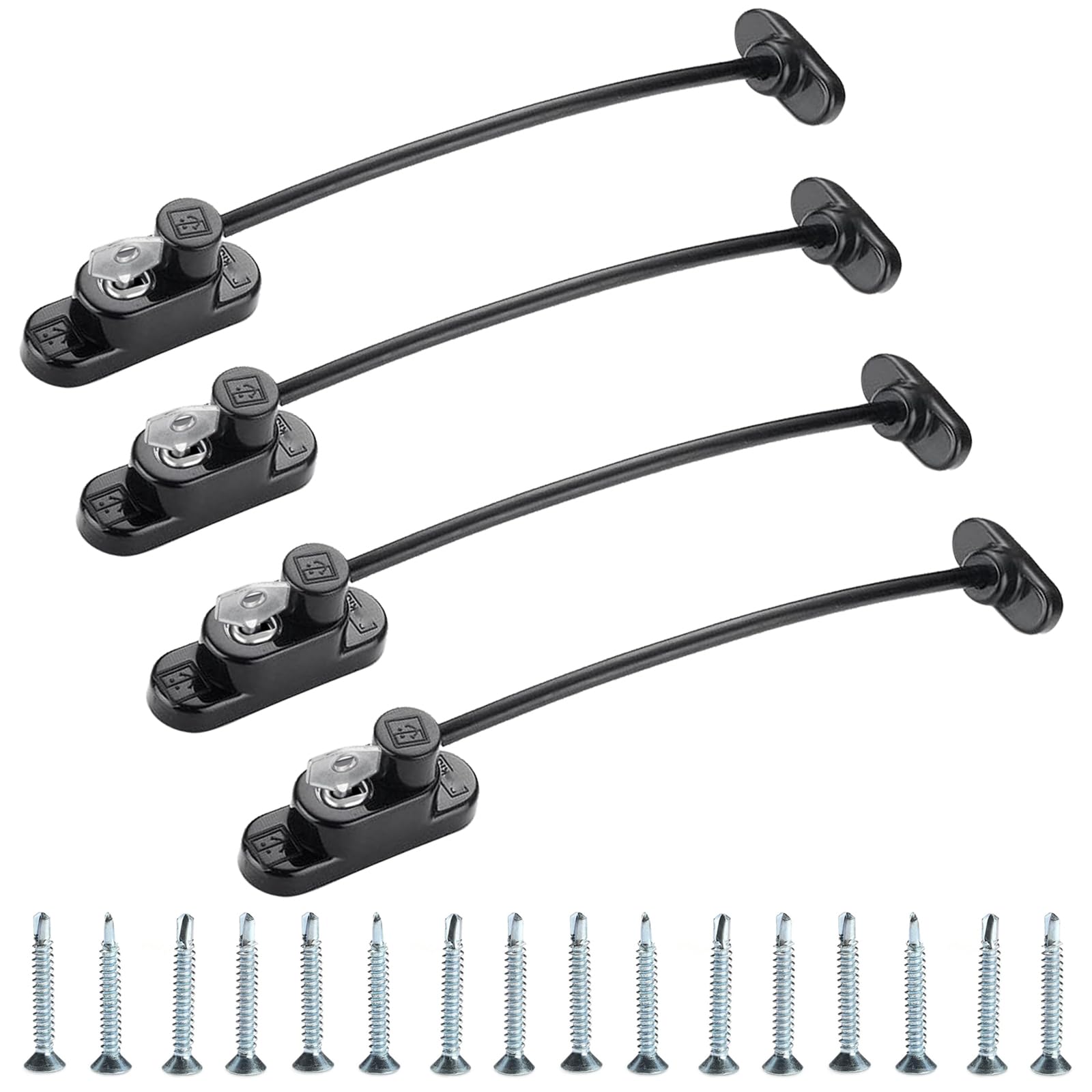 Easy to Install and Use Safety Lock for Home, Security Padlock for Metal, Wooden, Sliding Window, Durable Door Window Restrictor for Protection of Pets, Children, Infants, Family Members(Black, 4PCS)