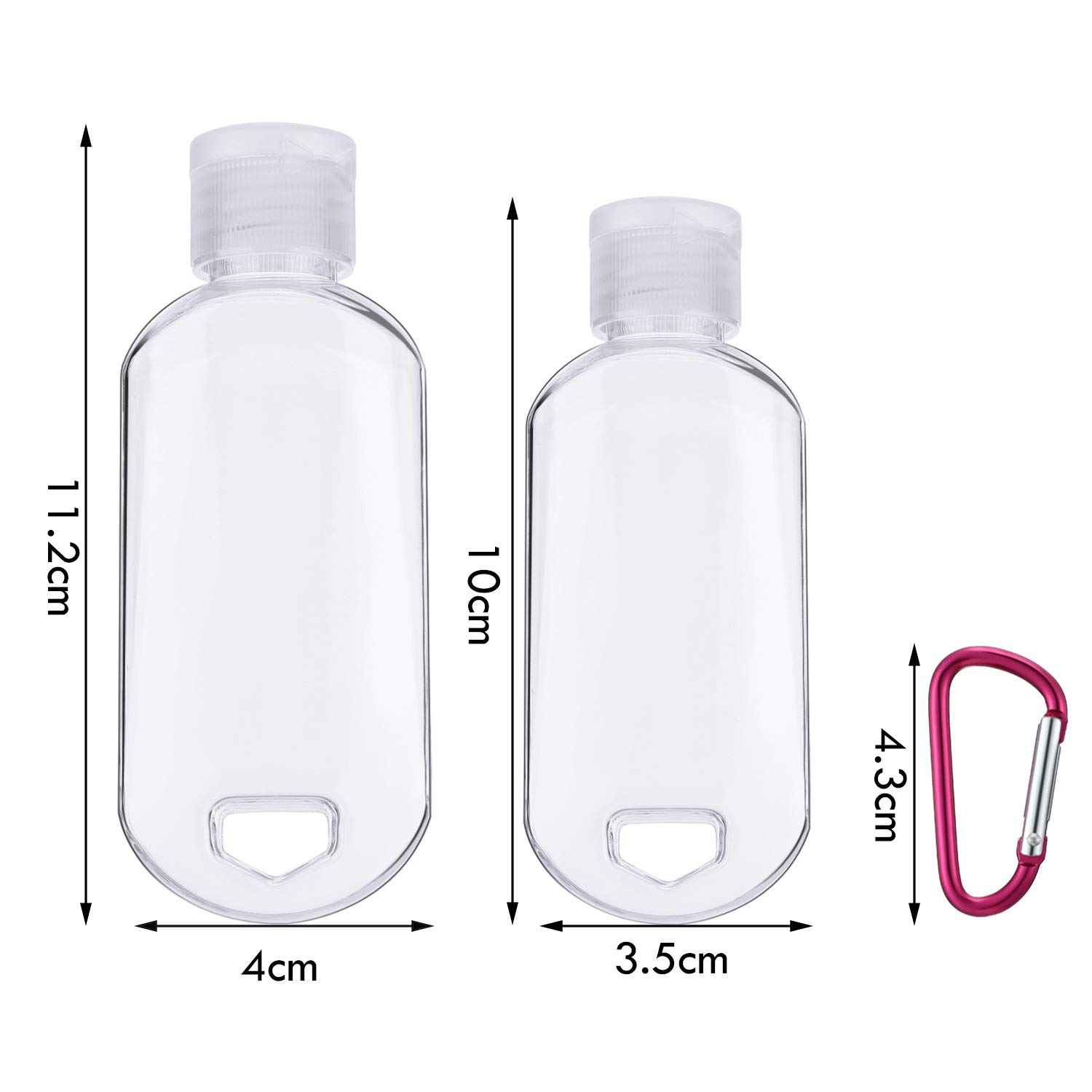 20 Pieces Portable Travel Keychain Bottle Travel Plastic Clear Keychain Bottle Leakproof Refillable Empty Bottle Flip Cap Liquid Container with Keychain for Cosmetic Travel Accessory (30 ml and 50 ml) : Beauty