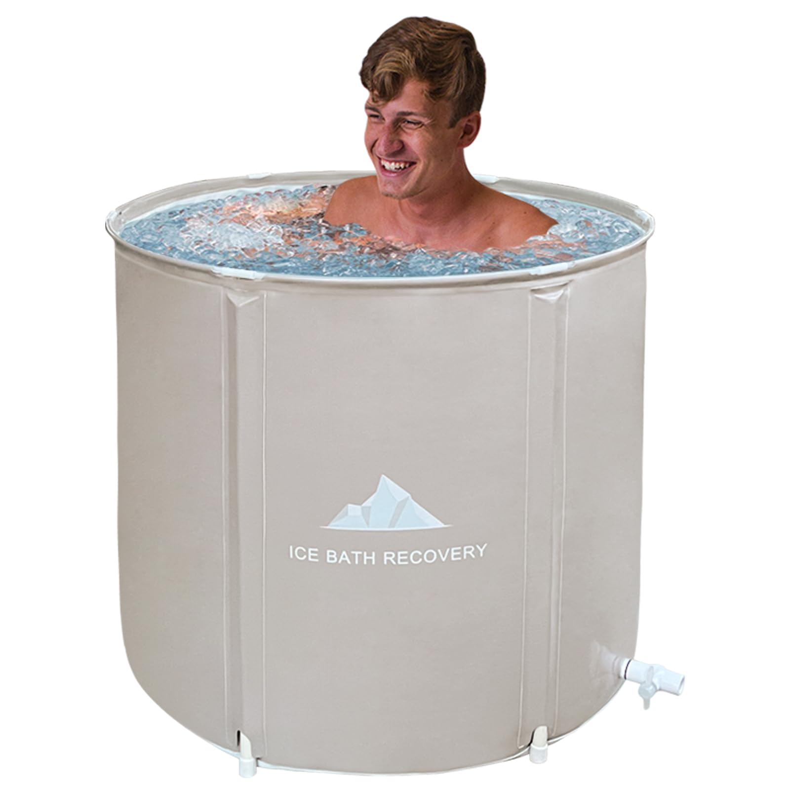 Photo 1 of B&Y Foldable Ice Bath Tub, Cold Plunge Tub for Adult, Outdoor Freestanding Bathtub Spa Tub for Cold Water Therapy (warm grey, 93 Gal)
