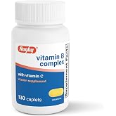 Rugby Vitamin B Complex with Vitamin C, Gluten-Free, 130 Caplets | B Complex Vitamins for Energy, Metabolism, Nerve and Immune Support, Yeast-Free, Sodium-Free, No Artificial Flavors or Colors