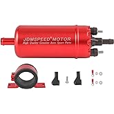 Universal External In Line Fuel Pump High Pressure With Mounting Bracket Clamp 12V Gasoline Fuel Injection Pump Replacement 0580464070 0580453911 0580463017 Red Electric Injection Systems