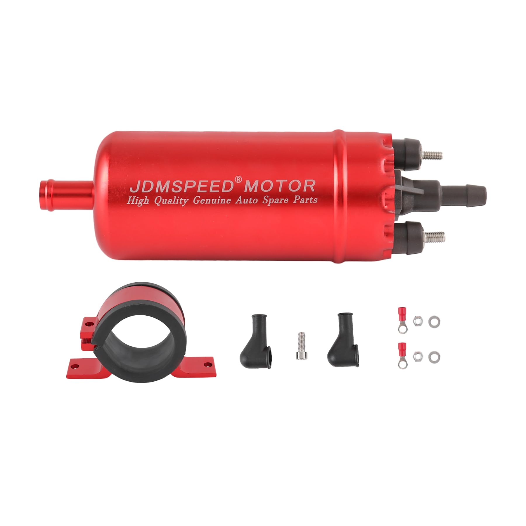 Photo 1 of Universal External In Line Fuel Pump High Pressure With Mounting Bracket Clamp 12V Gasoline Fuel Injection Pump Replacement 0580464070 0580453911 0580463017 Red Electric Injection Systems
