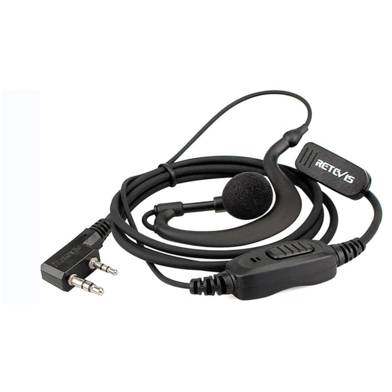 Retevis RE3120 Walkie Talkie Earpiece with Mic 2 Pin C-type Radio Headset Compatible with 2 Way Radio RT24 RT28 RT22 RT622 RT27 RT617 RT618 RT619 BaoFeng BF-888S Kenwood Proster (1 pcs)