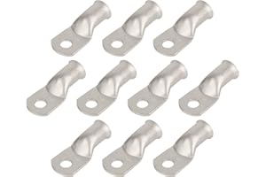 RIOCAN 10pcs 4/0 AWG-3/8(M10) Tinned Copper Ring Terminals Battery Lugs, Heavy Duty Wire Lugs, Battery Cable Connectors
