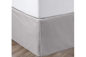 SGI BEDDING SGI 12 Inch Drop Bed Skirt King Size with Platform to Stay in Place Elegant Pleated Design with Split Corners Wrinkle Resistant Fabric for Modern and Stylish Look - Light Grey