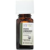 Aura Cacia Organic Lemongrass Essential Oil | GC/MS Tested for Purity | 7.4ml (0.25 fl. oz.)