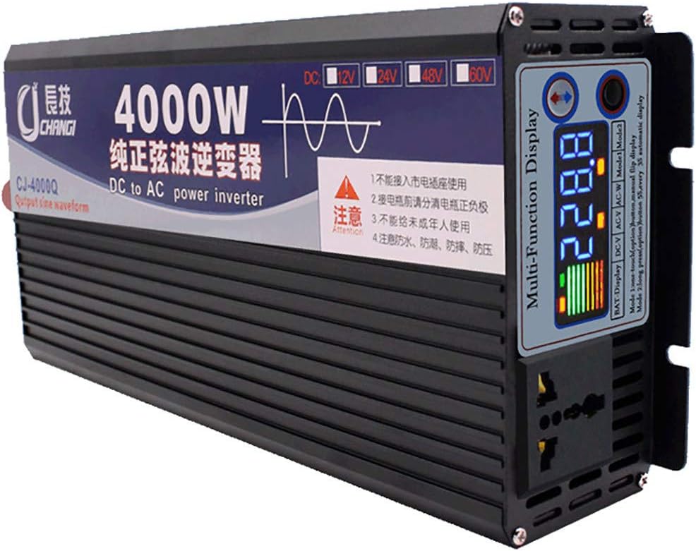 LNLN 4000W Pure Sine Wave Inverter,60V to 110V, Power Voltage Transformer,LCD Display,with Battery Cable,Multiple Protection,60V-110V-4000W