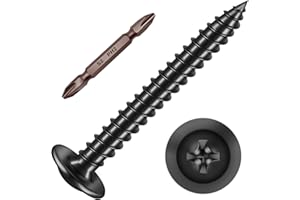 Mywish 200Pcs #8 x 1-1/2" Black Zinc Plated Carbon Steel Truss Head Wood Screws, Home Improvement, DIY Projects, Furniture Re