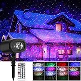 Christmas Laser Lights Ocean Wave Projector 2-in-1 Moving Strobe Water Ripples Laser Projector Lamp Waterproof Landscape Lamp 9 Dynamic Mode with Remote for Halloween Xmas Party Outdoor Indoor Decor