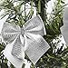 Gracefulvara 12PCS Bow Christmas Tree Decoration Xmas Bowknot Party Garden Wedding (Silver)